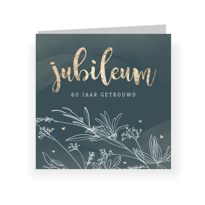 Felicitatiekaart Jubileum Jaar Getrouwd Met Getekende Bloemen