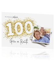 Onwijs Samen 100 jaar uitnodiging met foto en gouden confetti NC-53