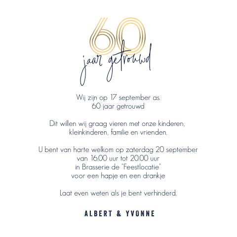 Uitnodiging 60 Jaar Getrouwd Basic