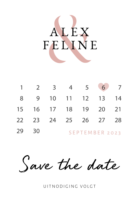 Save The Date Kaart Rustiek Roze Met Kalender