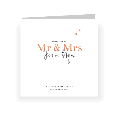 Hippe Cleane Trouwkaart Mr And Mrs Met Koper